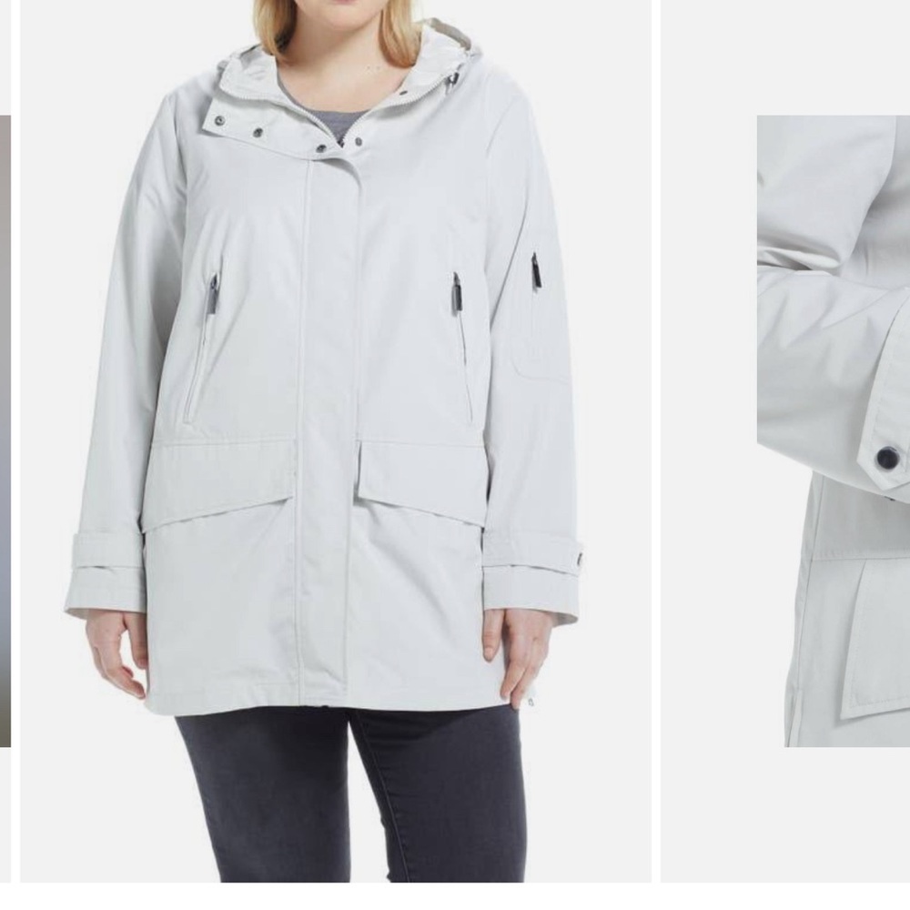 NWT ELLEN TRACY Women's City Rain Jacket with Hood Size 1X - Stone NWT $150 - Picture 1 of 8